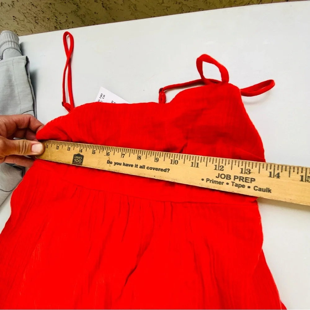 Red Gauze Maxi Dress Boho Cottagecore Sundress Small NWT Summer Abercrombie